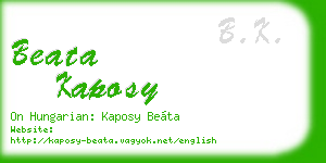 beata kaposy business card