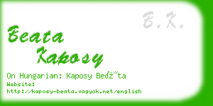 beata kaposy business card